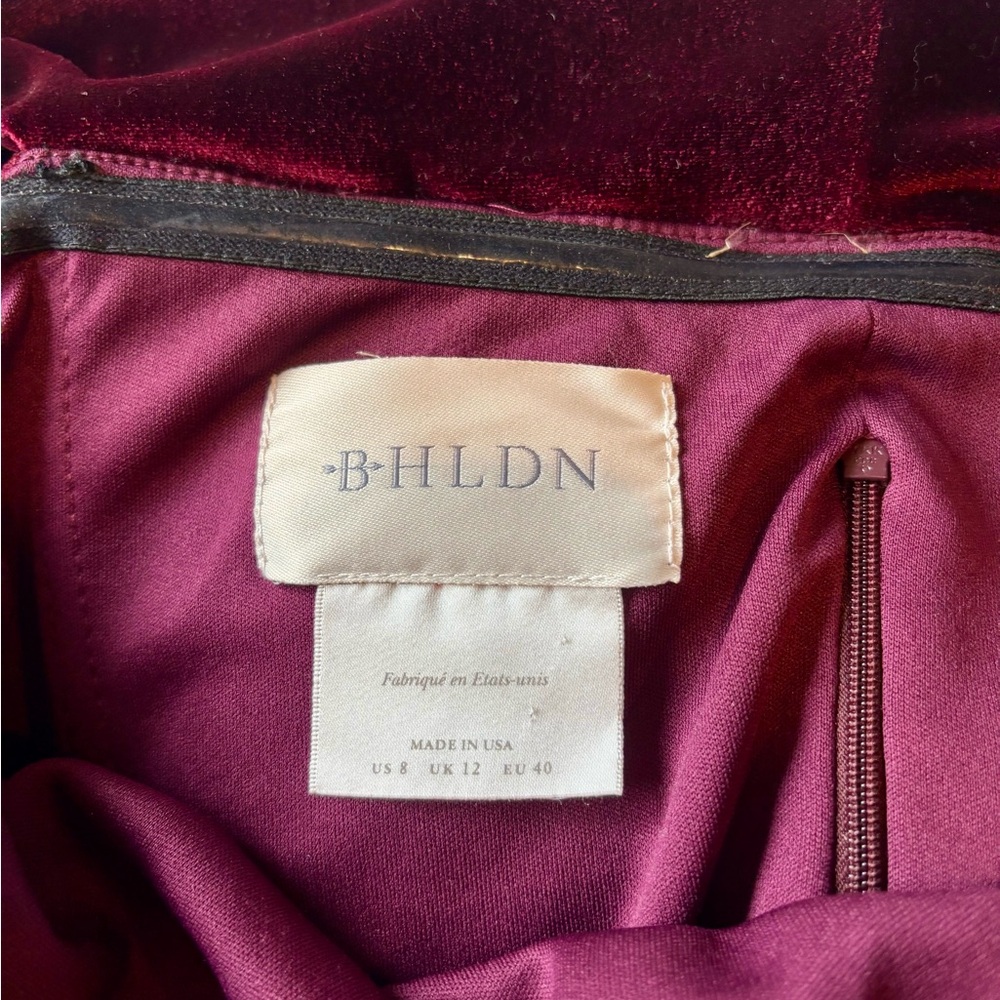 BHLDN Elegant Off-Shoulder Burgundy Dress - Picture 6 of 9